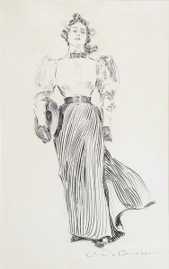 Charles Dana Gibson.  Striding woman with hat under her arm, 1894.