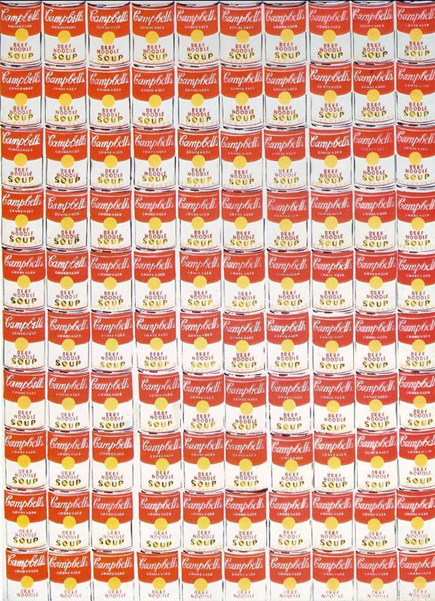 Andy Warhol, 100 Cans, 1962, Oil on canvas. Albright-Knox Art Gallery, Buffalo, NY. Gift of Seymour H. Knox, Jr., 1963. © 2014 The Andy Warhol Foundation of Visual Arts, Inc./Artists Rights Society (ARS), New York.